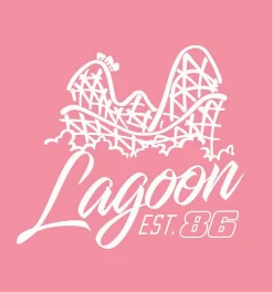 Roller coaster graphic with script text Lagoon Est. 86